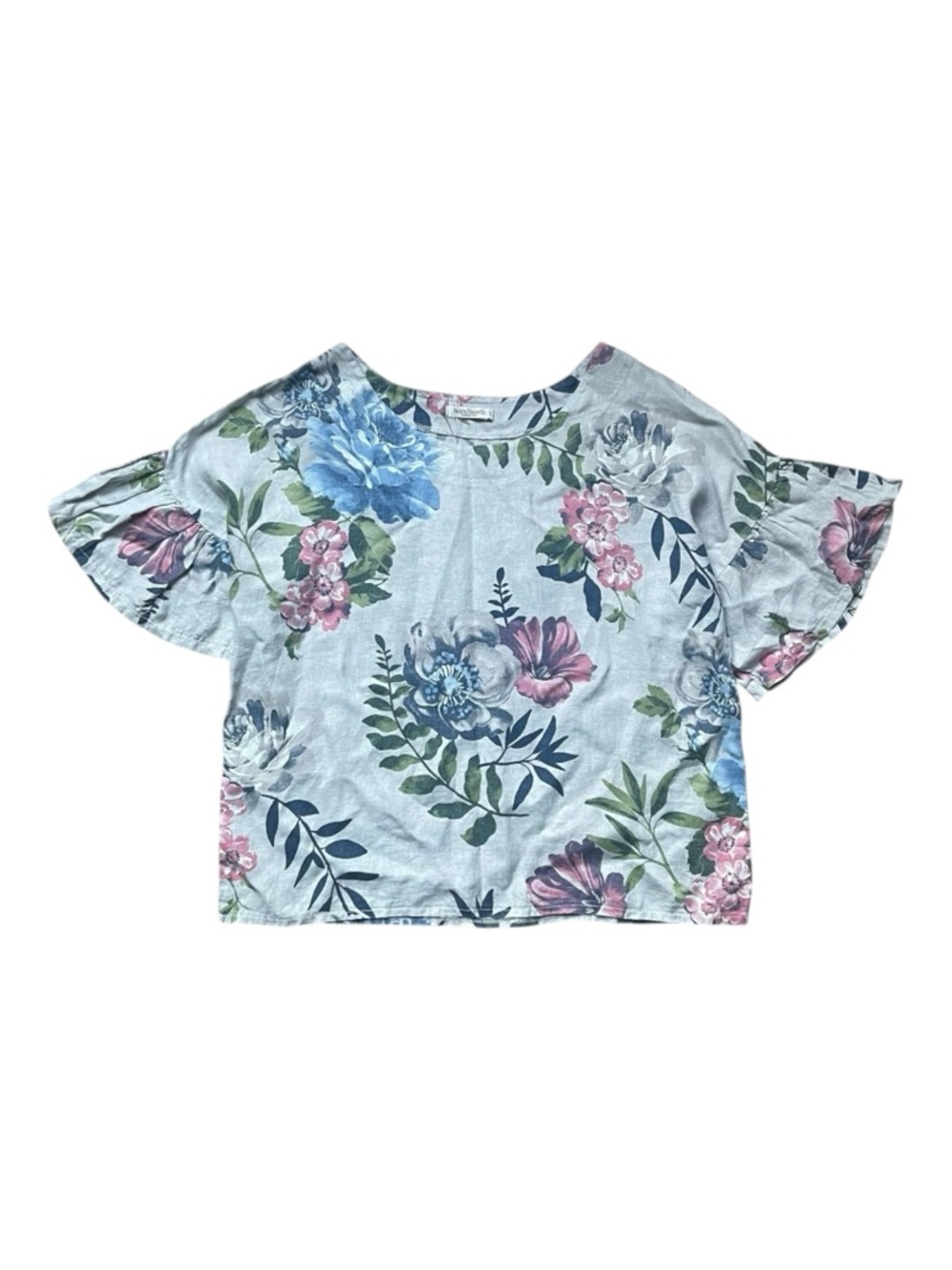 Laura‎ Bianchi Linen Floral Blouse Oversized Flowy Italy Women’s Medium